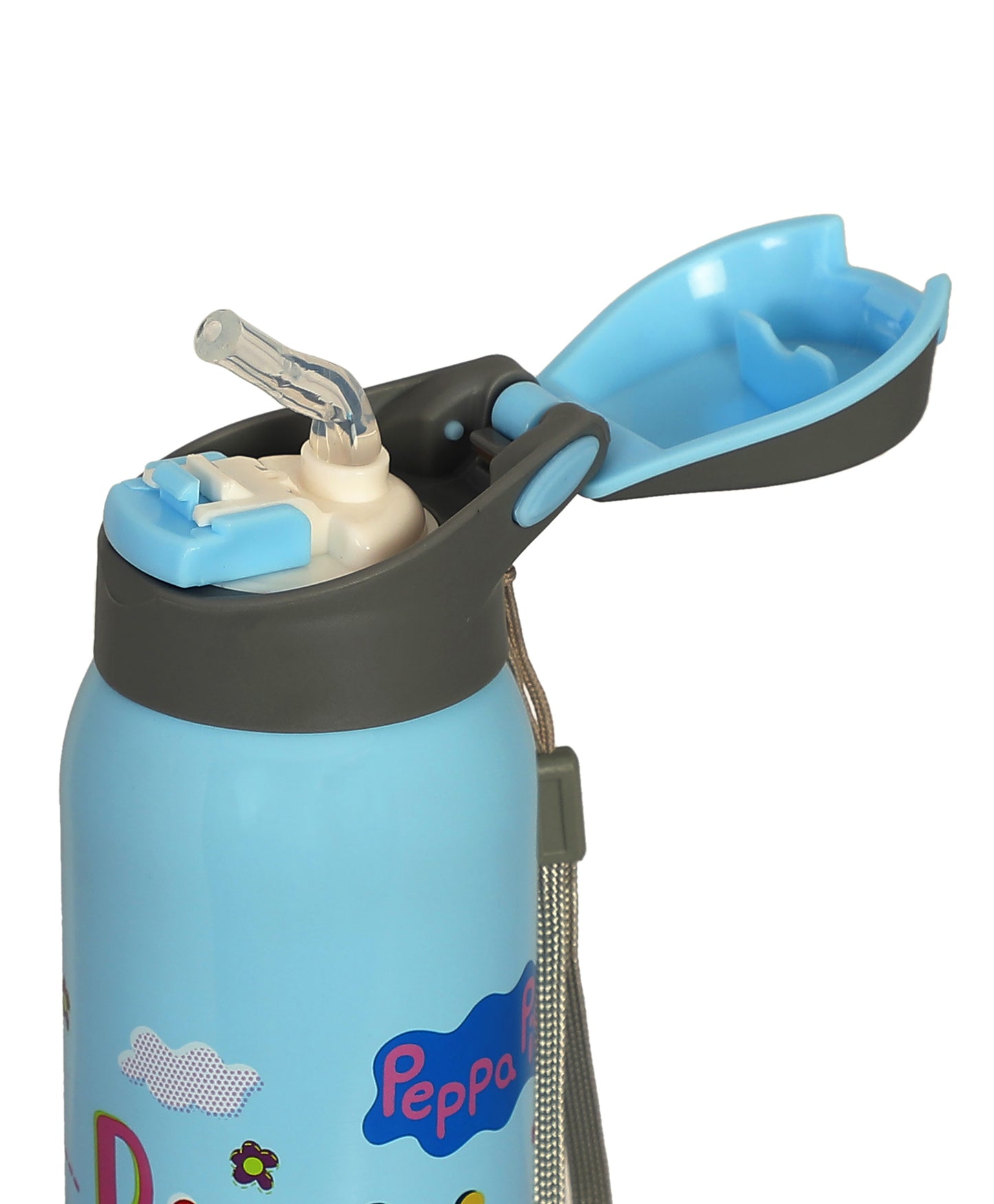 Youp Stainless Steel Blue Color Peppa Pig theme Kids Insulated Sipper Bottle GOOGLIE- 500 ml