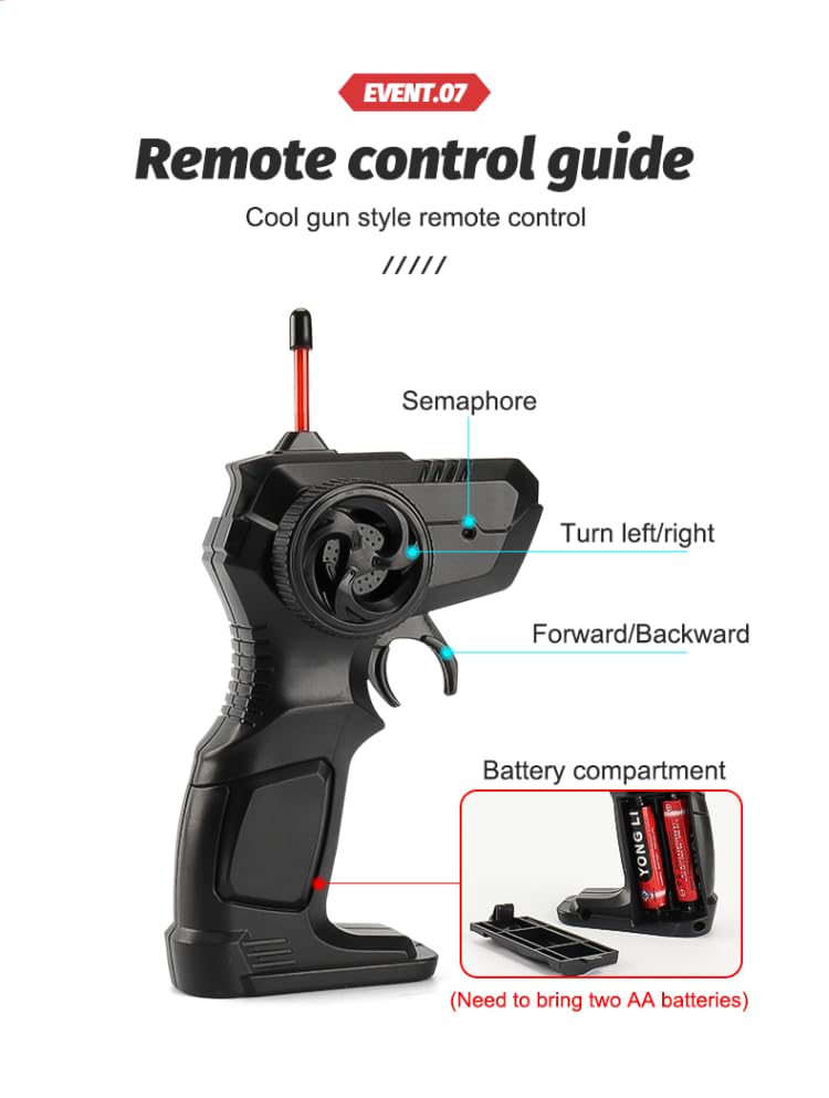 VGRASSP Cool Remote Control Sports Car High Speed Stunt RC Car Alloy Rechargeable Toy for Kids Racing Sport Toy Cars for Boys Girls- Off Road Vehicle, Black