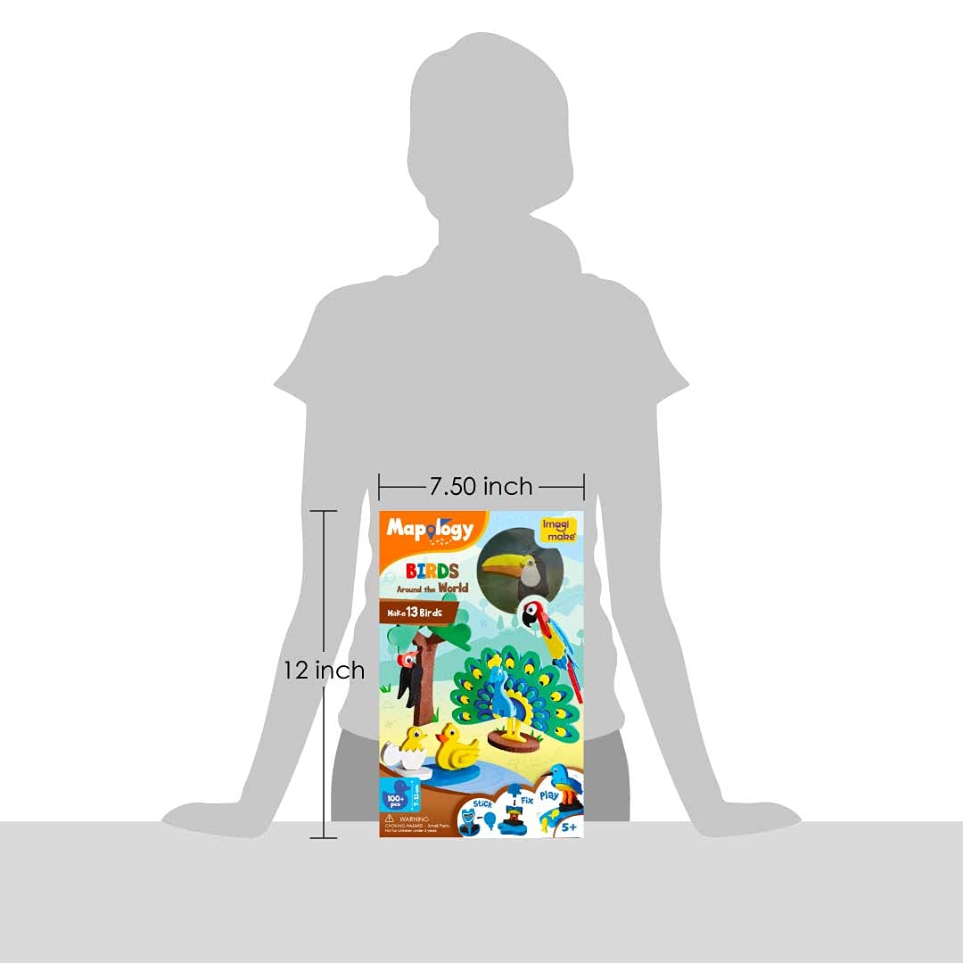 Imagimake Worldwide Birds Educational Toy and 3D Puzzle for 5 Year Old Boys and Girls- Great Product for Birthday Gifting (Worldwide: Birds on The Map) (Worldwide Birds)
