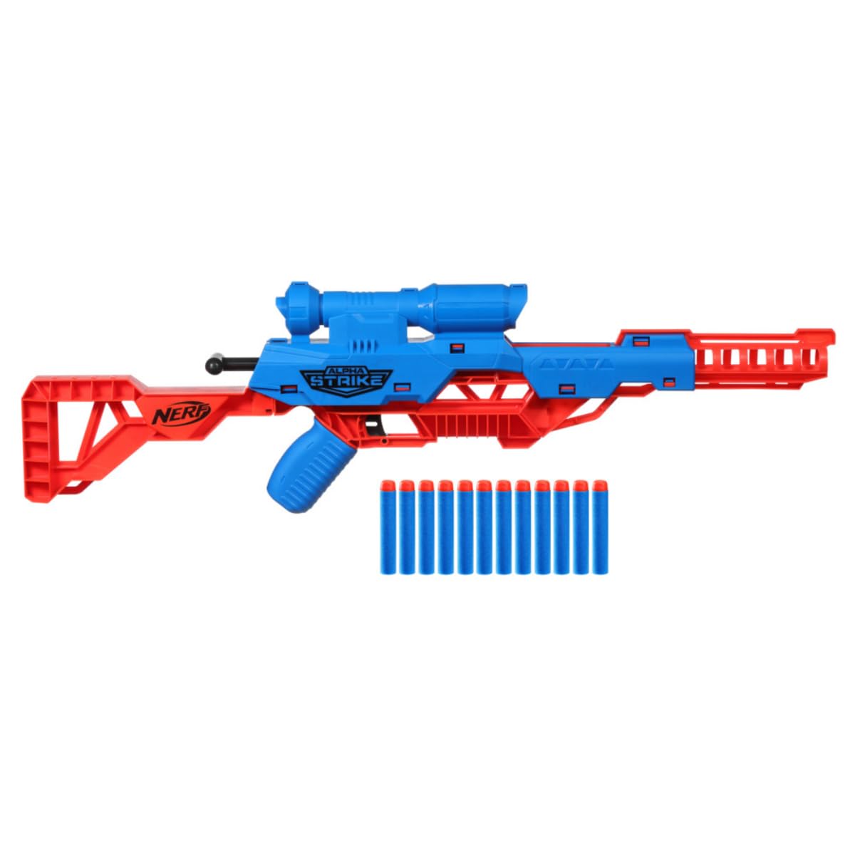 Nerf Alpha Strike Wolf LR-1 Blaster with Targeting Scope,12 Official Nerf Elite Darts, Easy Load-Prime-Fire, Toys for Kids,Teens and Adults, Outdoor Toy for Boys, Birthday Gift Toy for Kids Ages 8+