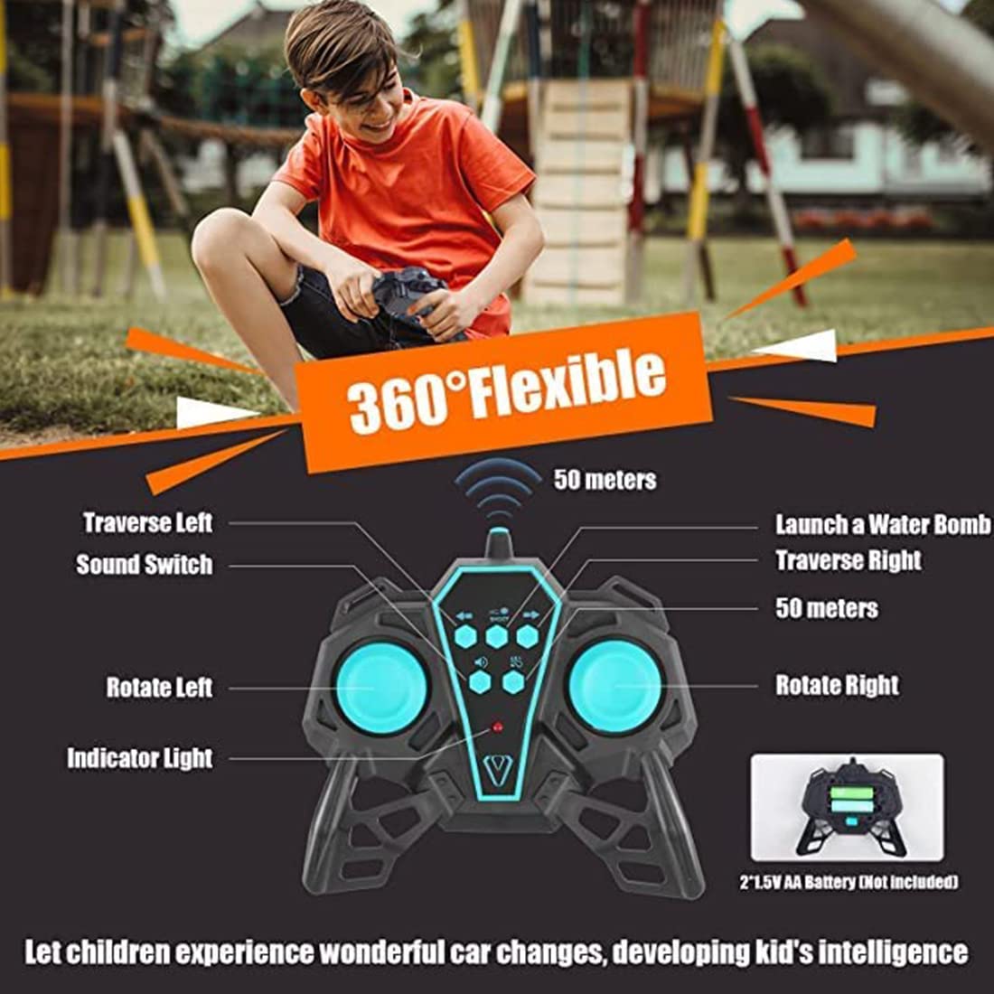 Wembley Rechargeable F1 Super Drifter 360° Rotation Remote Control Smoke car with LED Lights | 1:14 Fog Stunt High Speed 25KM/H Race Remote Control Fast Stunt Toy Car for Kids - Blue