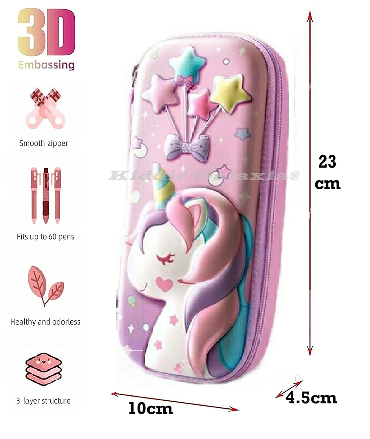 Sanghariyat® 3D Unicorn Pencil Case, Cute Large Capacity Pen Box for Girls, 3D EVA Stationery Box Pink Pencil Pouch Organizer with Compartments Cosmetic Zip Pouch Bag School Supplies for Kids Students