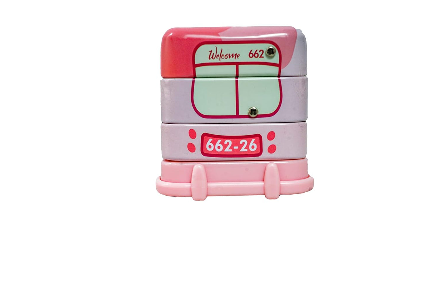 Roll over image to zoom in FUNVERSE® Compass Box for Kids - Magic Bus Shaped Compass Box for Kids with Wheels and Sharpener Metal - Pencil Pouch, Pencil Box for Kids (Pink)