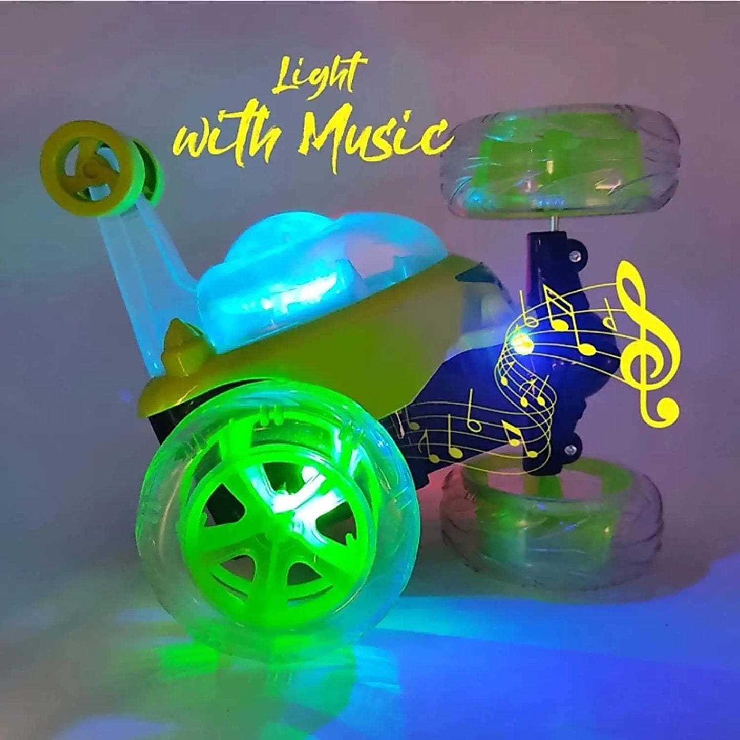 Goyal's Remote Control Rechargable Acrobatic 360 Degree Twisting Stunt Car with Music & Lights for Kids 2 & Above - Multicolors
