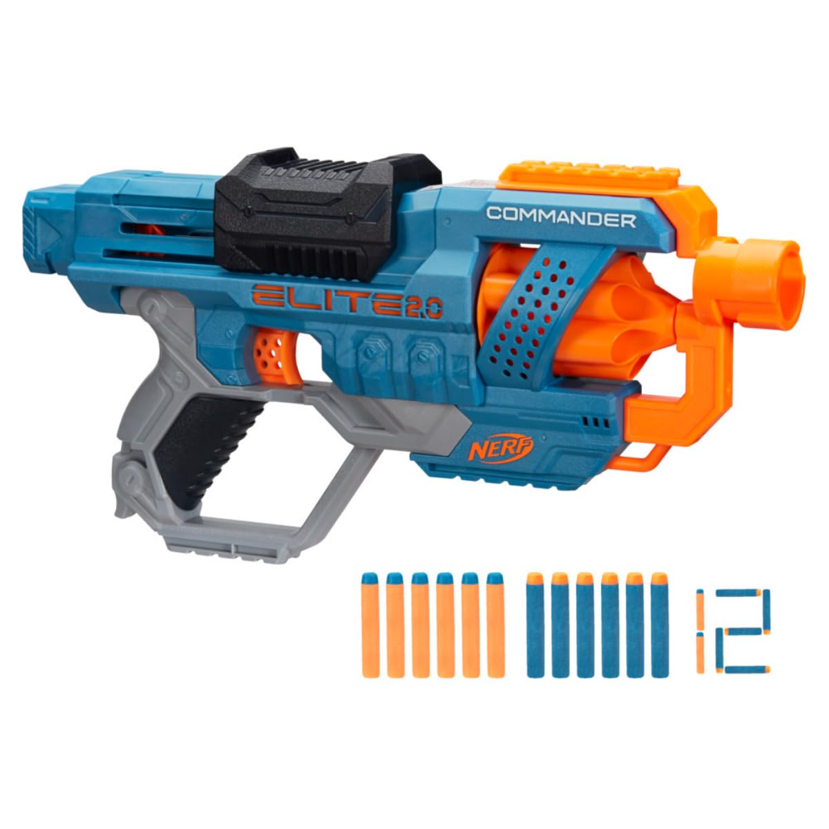 Nerf Elite 2.0 Commander Rd-6 Blaster, 12 Nerf Elite Darts, 6-Dart Rotating Drum, Toys For Kids,Teens And Adults, Outdoor Toys, Toys For Boys And Girls Ages 8 Years Old And Up, Multicolor