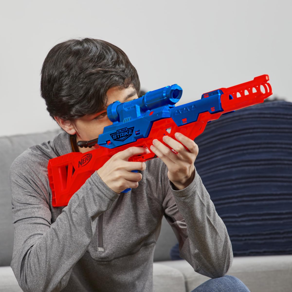 Nerf Alpha Strike Wolf LR-1 Blaster with Targeting Scope,12 Official Nerf Elite Darts, Easy Load-Prime-Fire, Toys for Kids,Teens and Adults, Outdoor Toy for Boys, Birthday Gift Toy for Kids Ages 8+