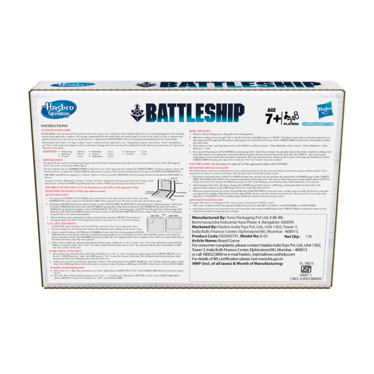 Hasbro Gaming Battleship Board Game, Classic Strategy Board Game For Kids and Adults, Board Game for Boys & Girls Ages 7 And Up, For 2 Players