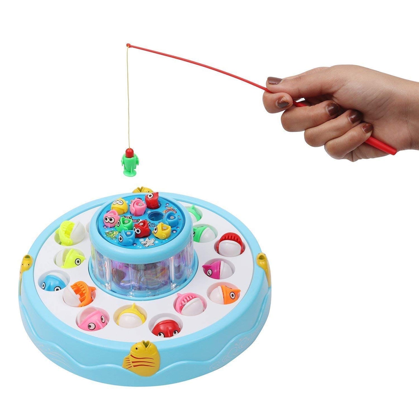 Toyshine Fish Catching Game Big with 26 Fishes and 4 Pods, Includes Music, Lights (Battery Included) - Multi-Color