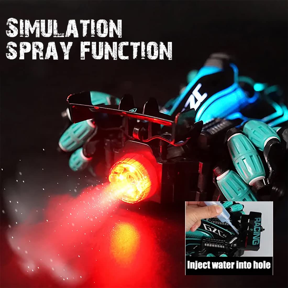 Wembley Rechargeable F1 Super Drifter 360° Rotation Remote Control Smoke car with LED Lights | 1:14 Fog Stunt High Speed 25KM/H Race Remote Control Fast Stunt Toy Car for Kids - Blue