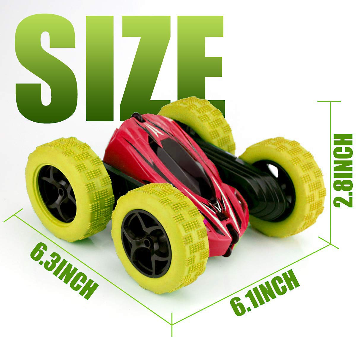 Magicwand R/C Rechargeable ABS Plastic 360 Degree Rolling,Rotating Off-Road Monster Stunt with Led Lightsć3 Yrs & UpććPack of 1ććJZL Red & Yellowć