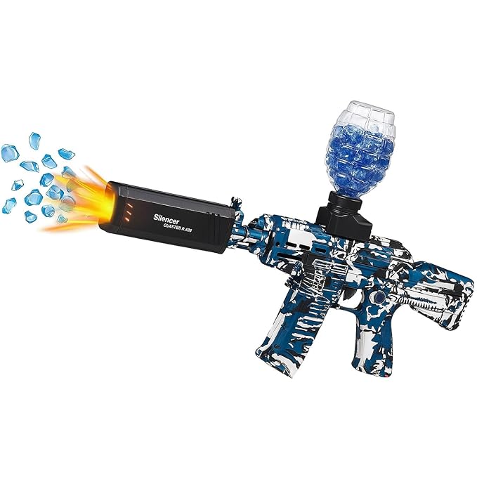 Gel Ball Blaster टॉय गन लड़कों के लिए इलेक्ट्रिक रिचार्जेबल स्प्लैटर बॉल गन वाटर जेल बीड्स के साथ ऑटोमैटिक शूटिंग टॉय आउटडोर गेम गिफ्ट बच्चों के लिए (स्मोक और लाइट इलेक्ट्रिक जेल बॉल ब्लास्टर
