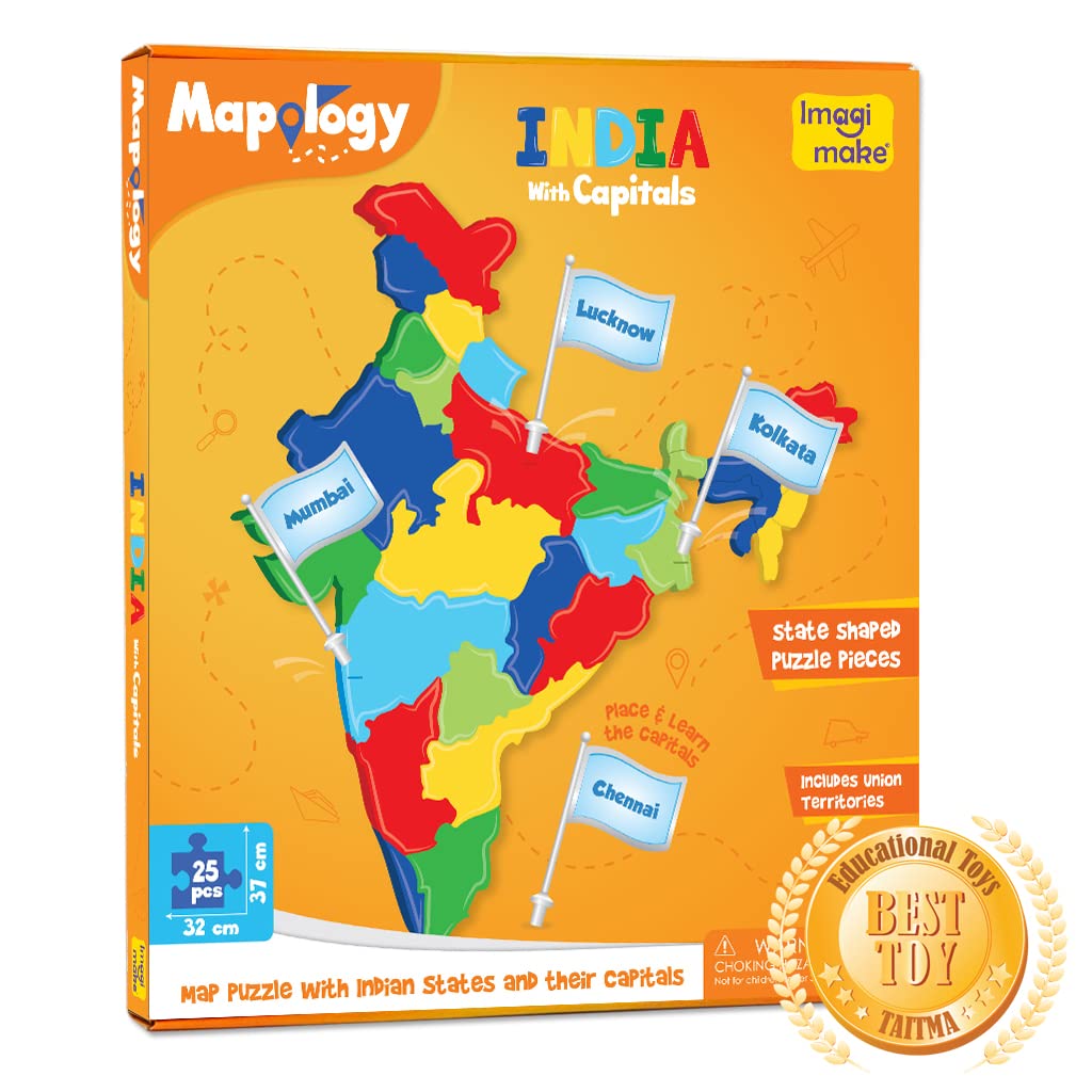 Imagimake Mapology Ultimate Indian Combo: India with Capitals Map Puzzle & Monument of India Construstion Set - Educational Toy for Kids Above 5 Years