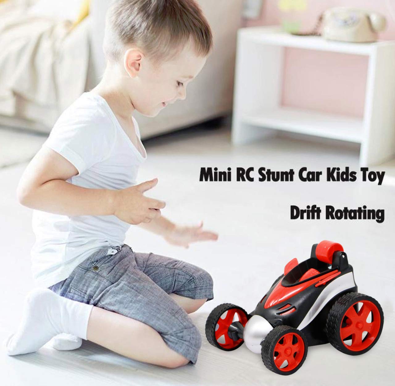 Remote Control Car RC Stunt Car Vehicle 360 Rotating Rolling Race Car, Kids Gifts Red