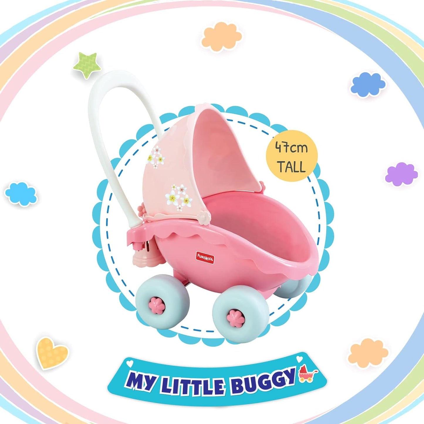 Giggles - My Little Buggy in Beautiful Pink Shade, Push & Drive Buggy, Encourages Walking and Pretend Play,18 Months & Above, Infant & Pre-School Toy.