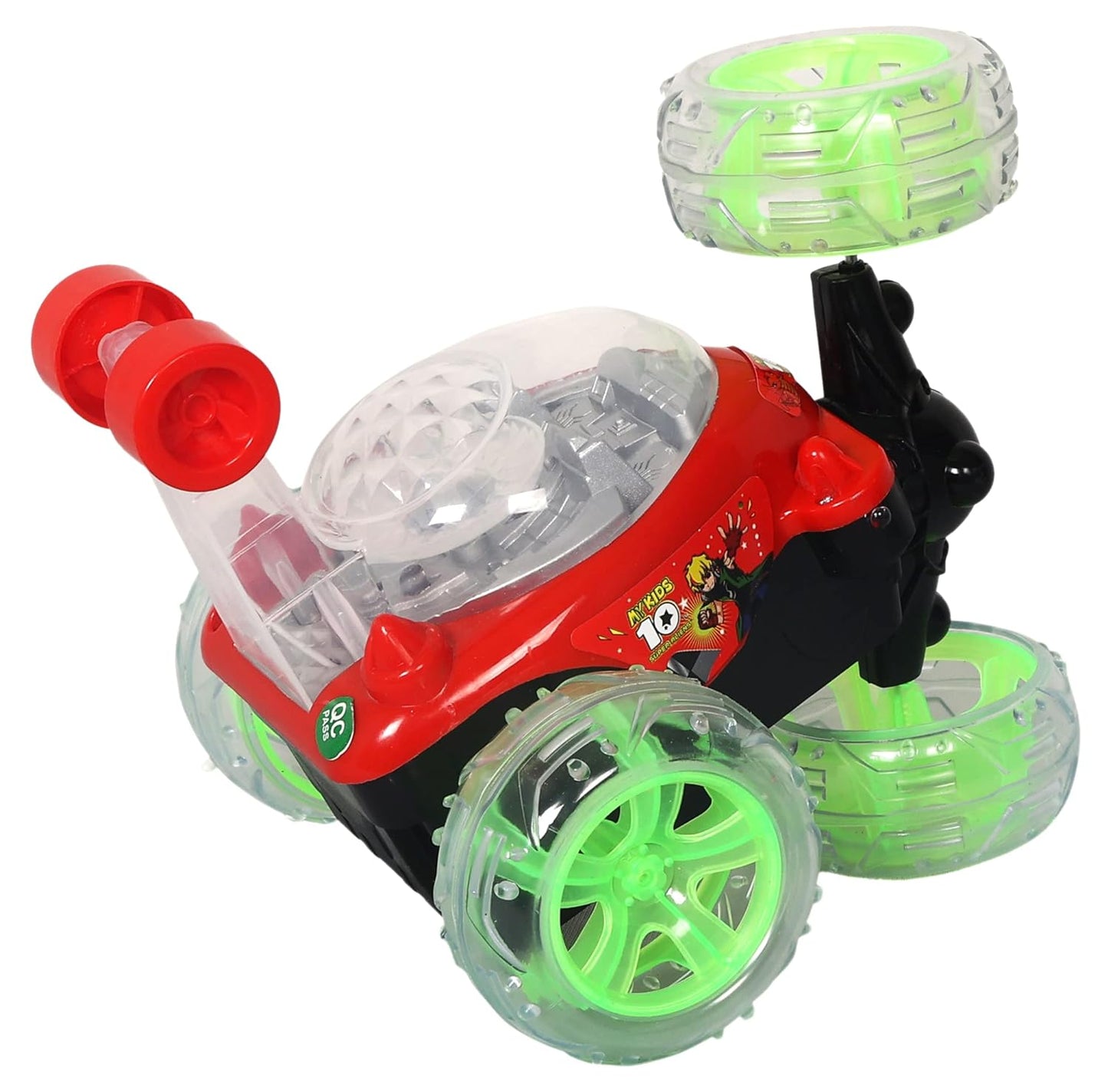 Goyal's Remote Control Rechargable Acrobatic 360 Degree Twisting Stunt Car with Music & Lights for Kids 2 & Above - Multicolors