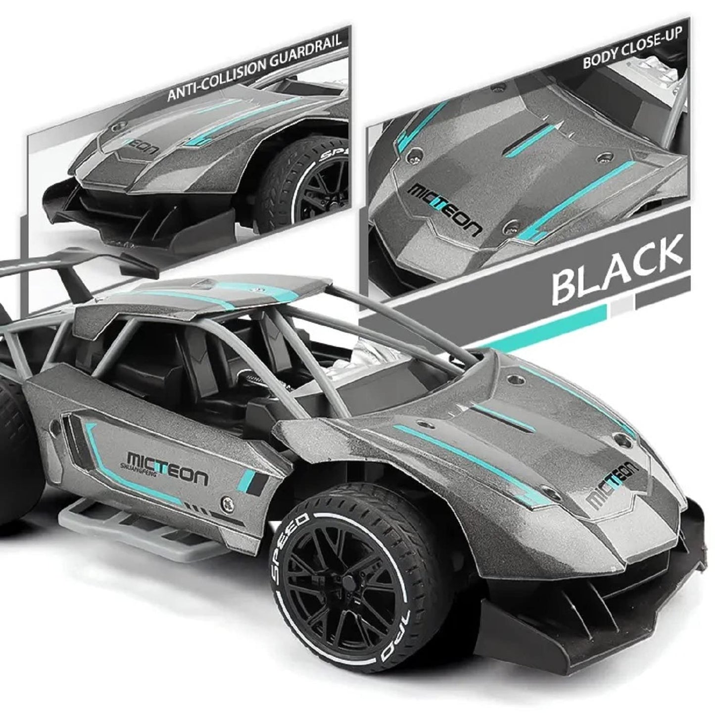 VGRASSP Cool Remote Control Sports Car High Speed Stunt RC Car Alloy Rechargeable Toy for Kids Racing Sport Toy Cars for Boys Girls- Off Road Vehicle, Black