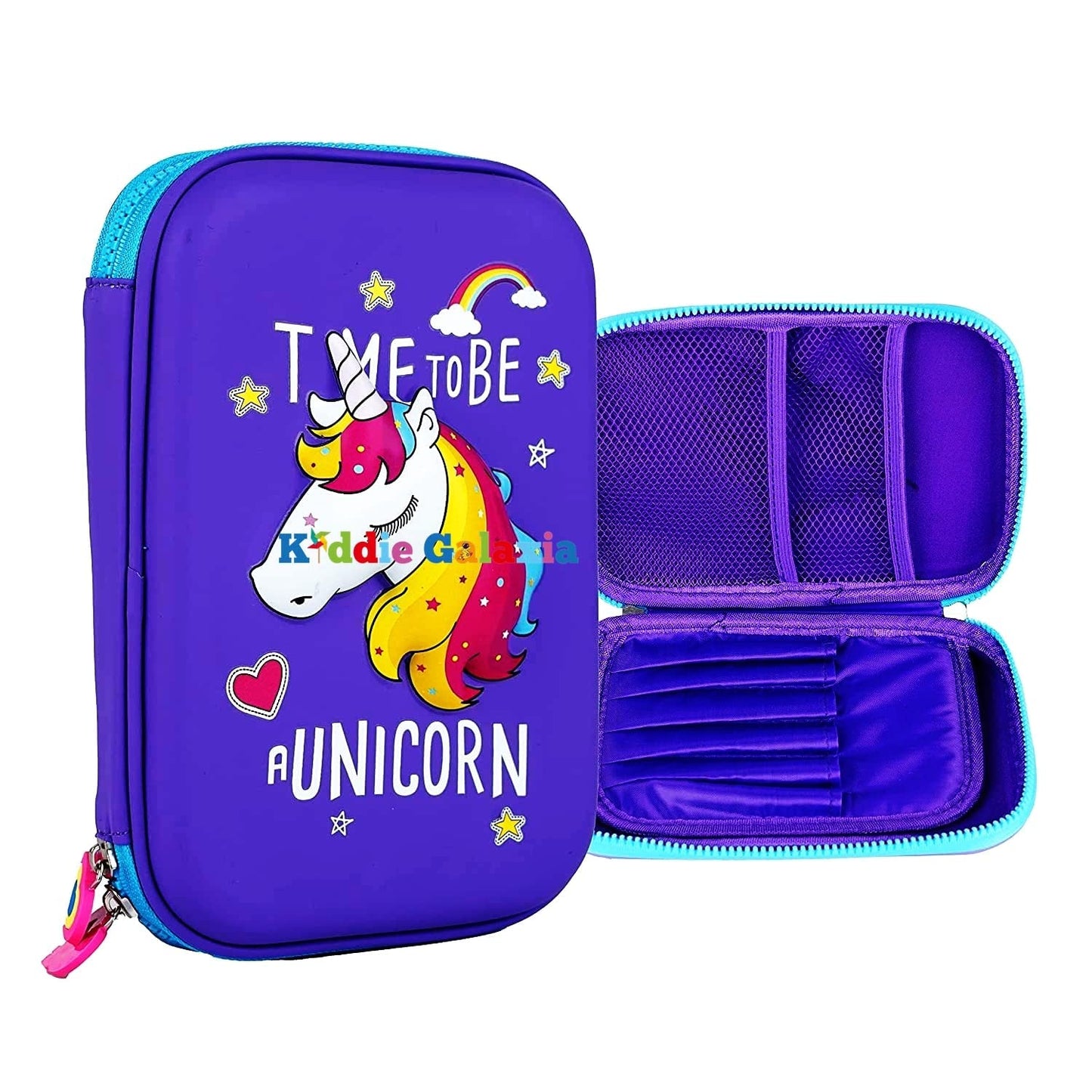 Kiddie Galaxia® Unicorn Pencil Case with Compartments 3D Cover School Supply for Students, Stationery Box,Unicorn Pencil Box New Kids Designer Cute Premium Stylish Multipurpose for Boys & Girls