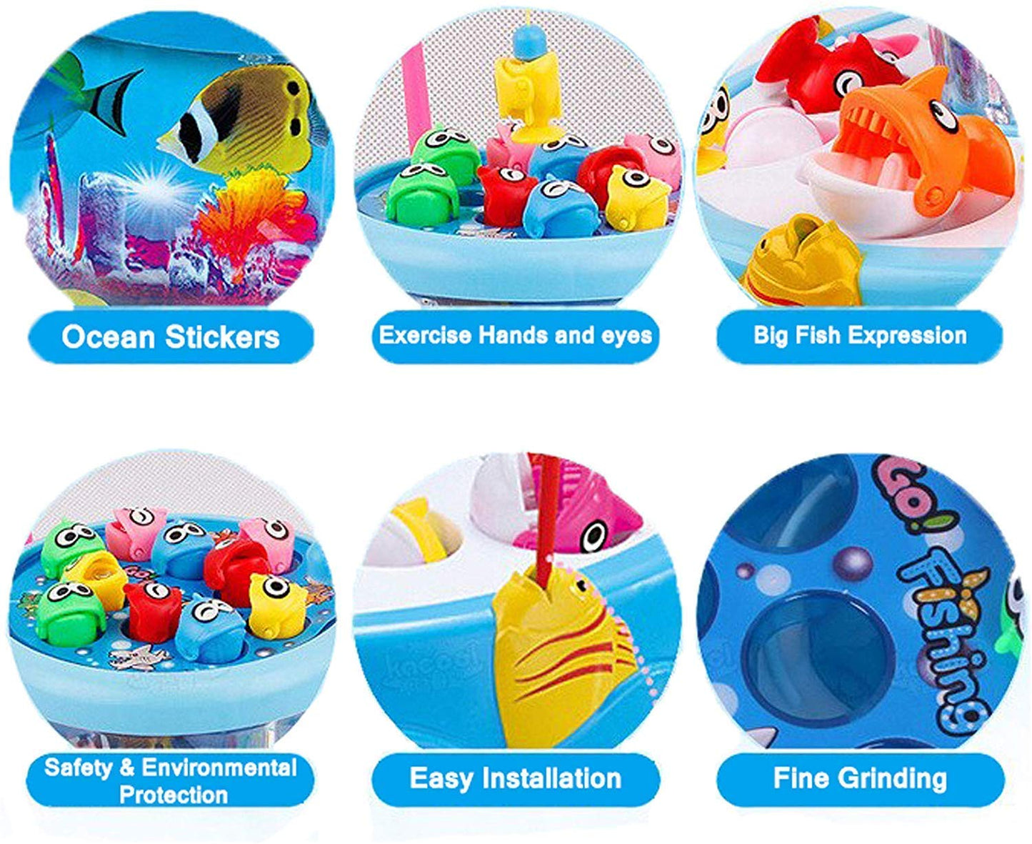 Toyshine Fish Catching Game Big with 26 Fishes and 4 Pods, Includes Music, Lights (Battery Included) - Multi-Color
