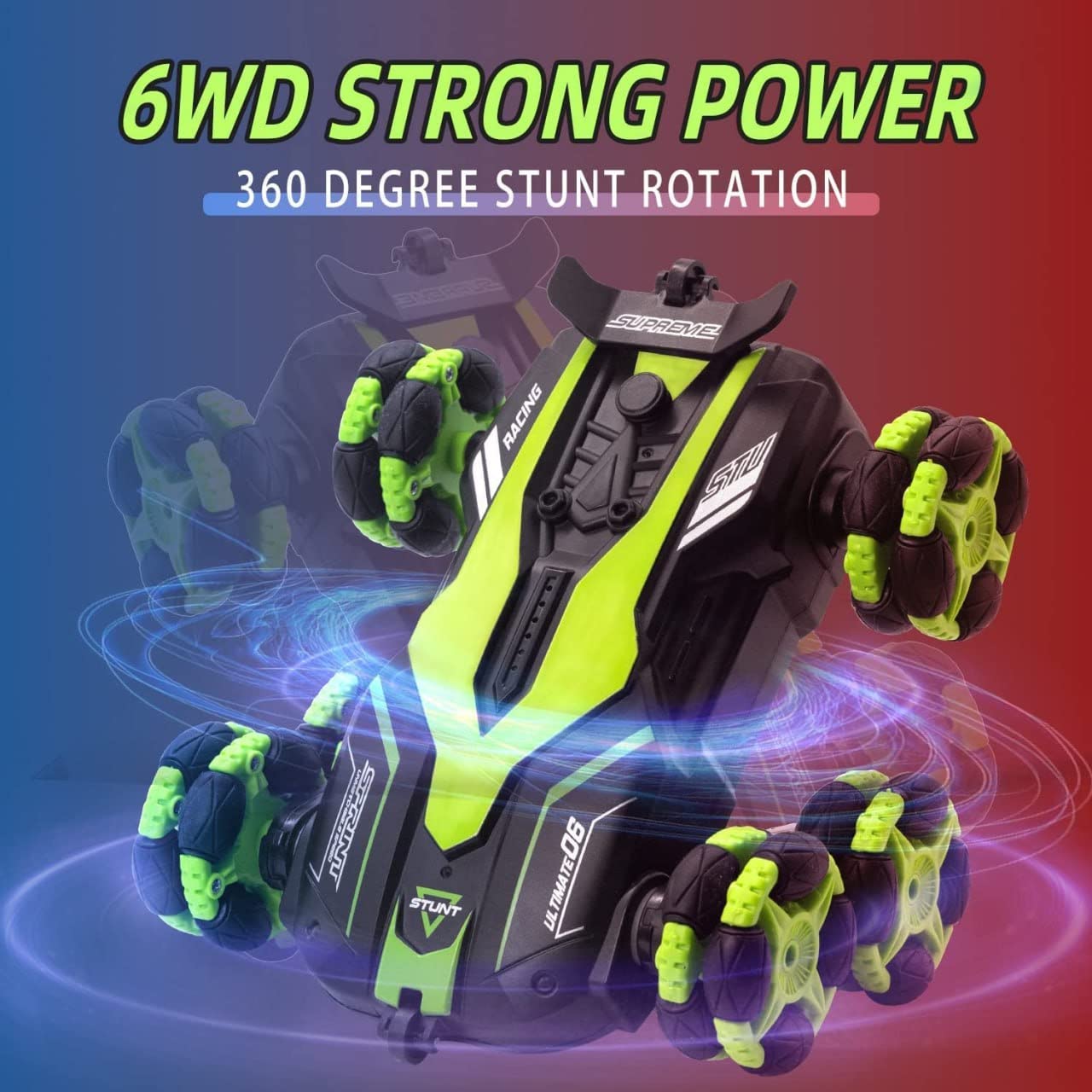 Shree HANS Creation RC Laser 6 Wheel Remote Control Laser Stunt Car 2.4G Off-Road High Speed Telescopic RC Truck Double Sided with 360° Rotating Twisting Drift Car Toy for Kids Multicolor.