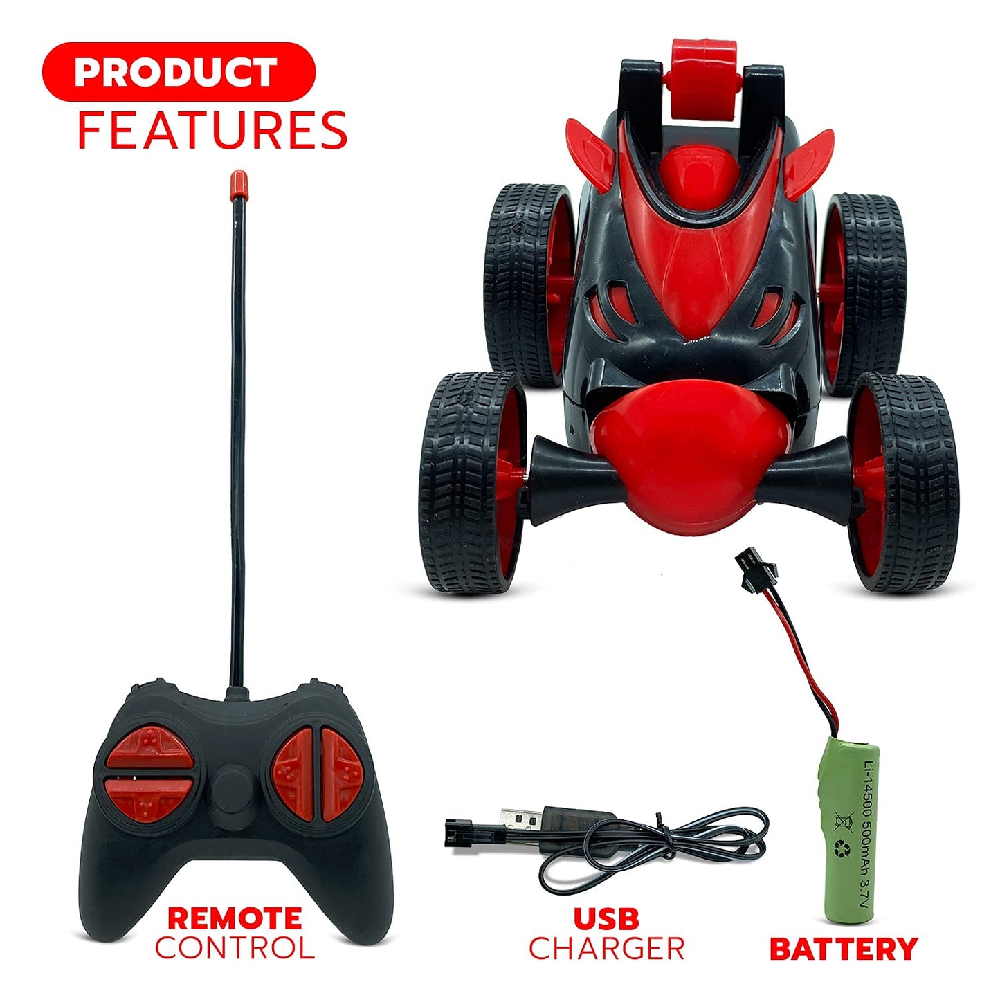 Remote Control Car RC Stunt Car Vehicle 360 Rotating Rolling Race Car, Kids Gifts Red
