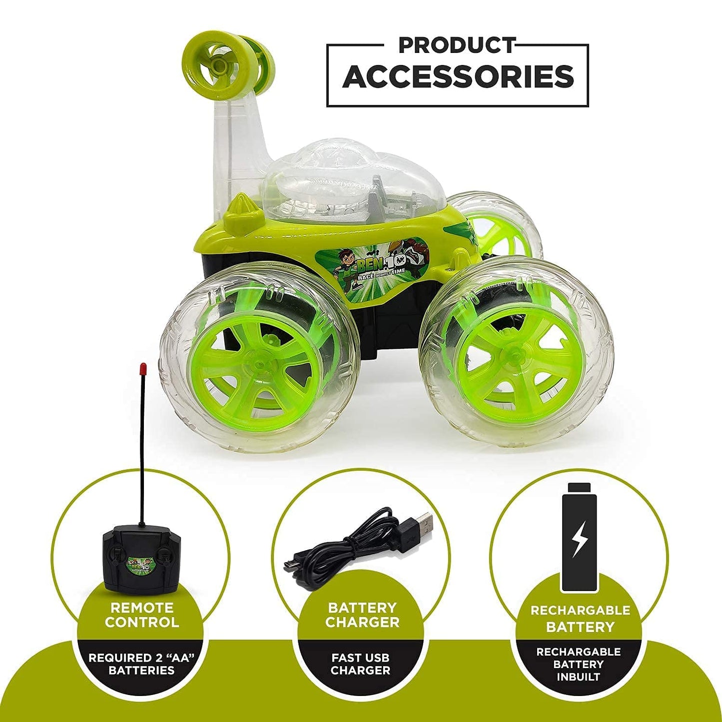 Goyal's Remote Control Rechargable Acrobatic 360 Degree Twisting Stunt Car with Music & Lights for Kids 2 & Above - Multicolors