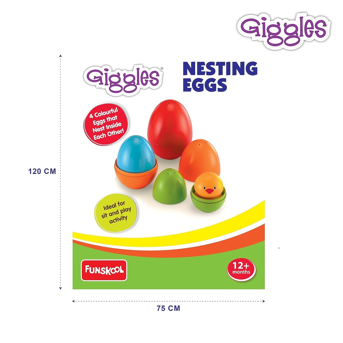 Funskool Plastic Eggs Nesting Toy With A Chick, Helps to Match, Nest And Discover, 12 Months & Above, Infant And Preschool Toys, Multi Color