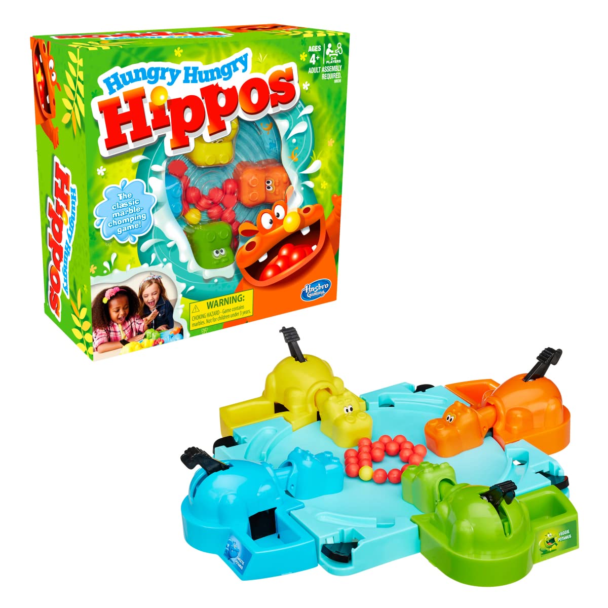 Hasbro Gaming Hungry Hungry Hippos Game, Fun Board Game For Kids, Game for Boys and Girls Ages 4 years old and Up