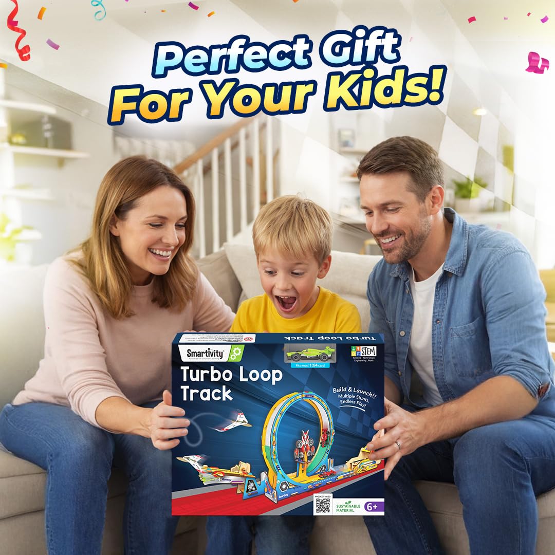 Smartivity High-Speed Race Car Track with Loop for Kids 6-12 | 3in1 Car, Loop & Glider Plane Launcher | Build & Play STEM Toy | Birthday Gift for Boys & Girls Ages 6-12 Years