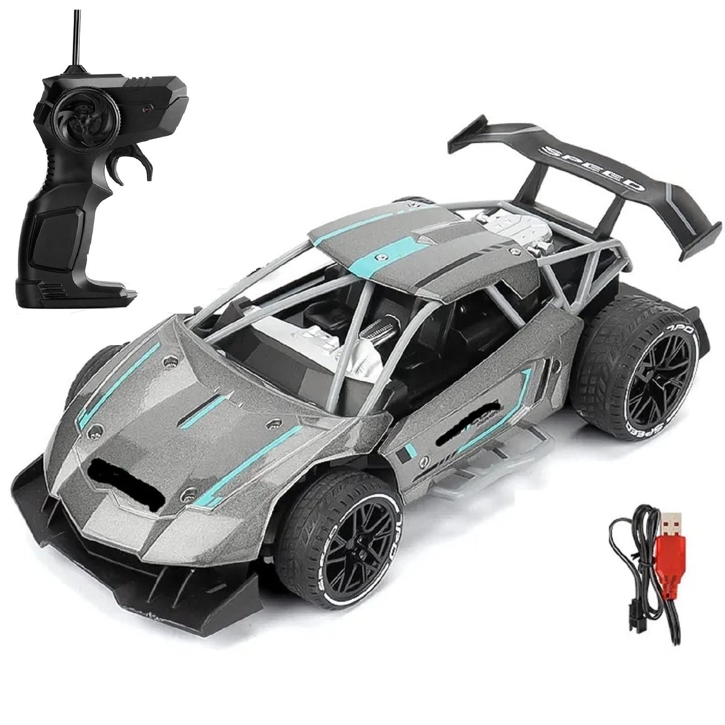 VGRASSP Cool Remote Control Sports Car High Speed Stunt RC Car Alloy Rechargeable Toy for Kids Racing Sport Toy Cars for Boys Girls- Off Road Vehicle, Black