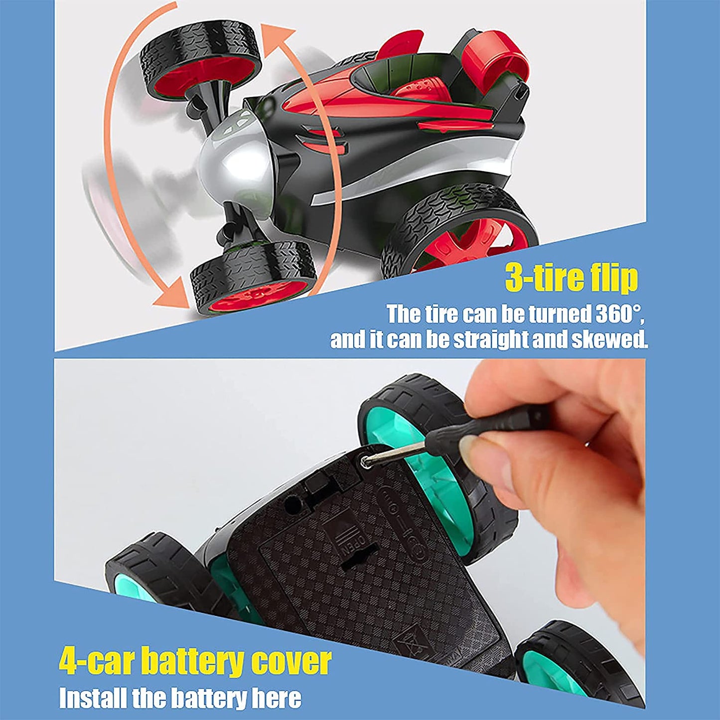 Remote Control Car RC Stunt Car Vehicle 360 Rotating Rolling Race Car, Kids Gifts Red