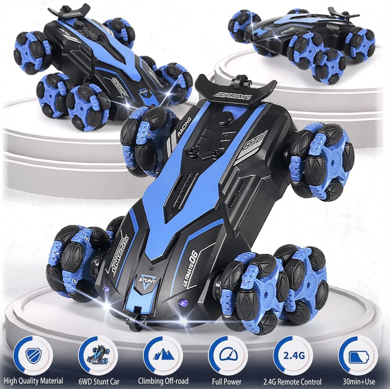 Shree HANS Creation RC Laser 6 Wheel Remote Control Laser Stunt Car 2.4G Off-Road High Speed Telescopic RC Truck Double Sided with 360° Rotating Twisting Drift Car Toy for Kids Multicolor.