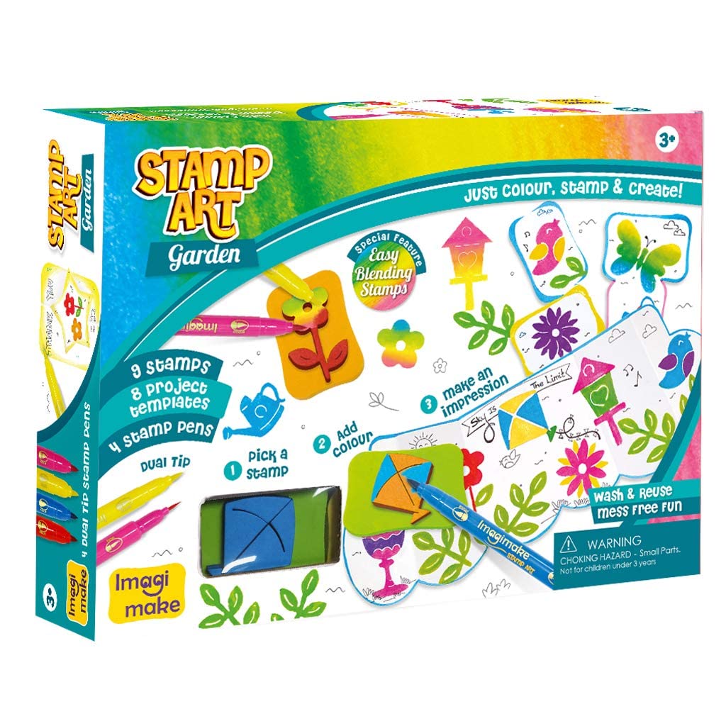 Imagimake Stamp Art - Garden - Coloring & Stamping Set - for Girls & Boys 3 Years +, Multicolour