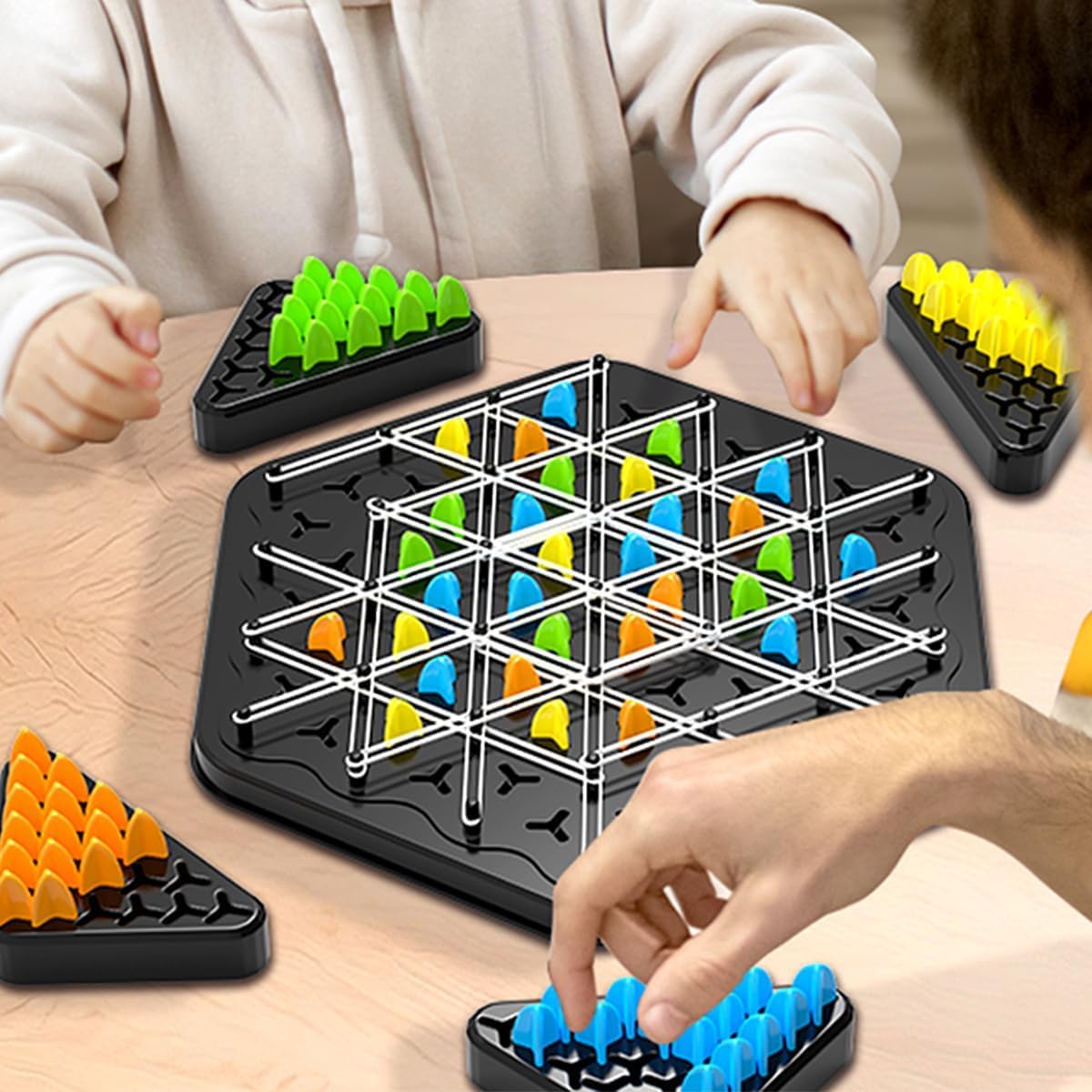 Chain Triangle Chess Game, Rubber Band Puzzle Mind Games for Kids, Board Games for Adults Family 2-4 Players, Brain Treaser Puzzle Strategy Board Game, Gifts for Kids 5+ Years
