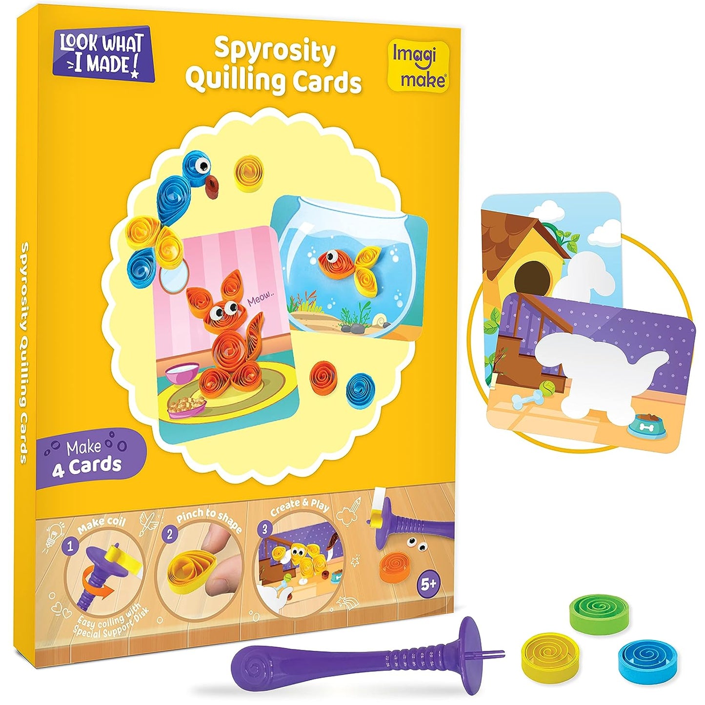 Imagimake 5-in-1 Awesome Foam Arts and Crafts Kit with Air Dry Clay, Paper Quilling Kit, Stamp, Gifts for 5, 6, 7, 8 Year Old Kids, Girls & Boys, Multicolour