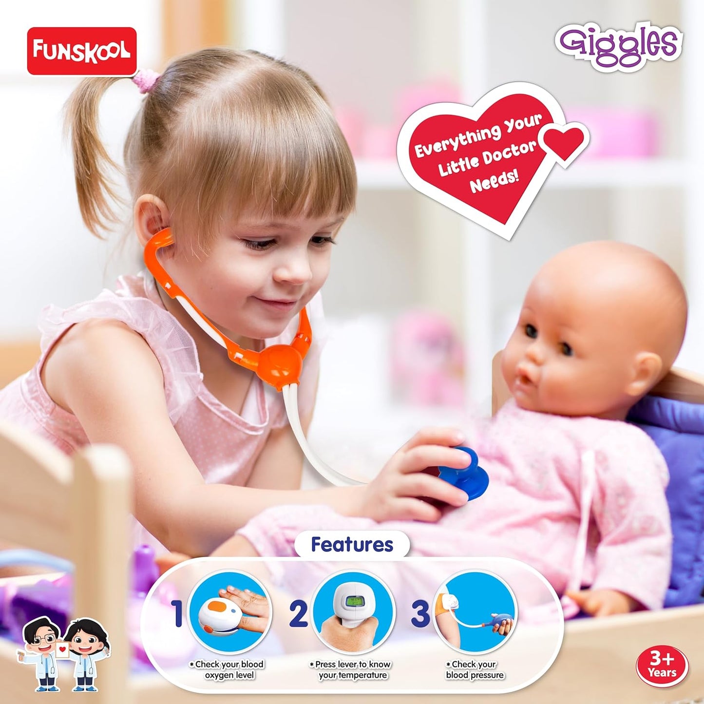 Funskool Super Doctor Playset Toy – Kids Pretend Play Toys for 3+ Kids Girls, Boys Role Play Toys for Kids – Multicolor