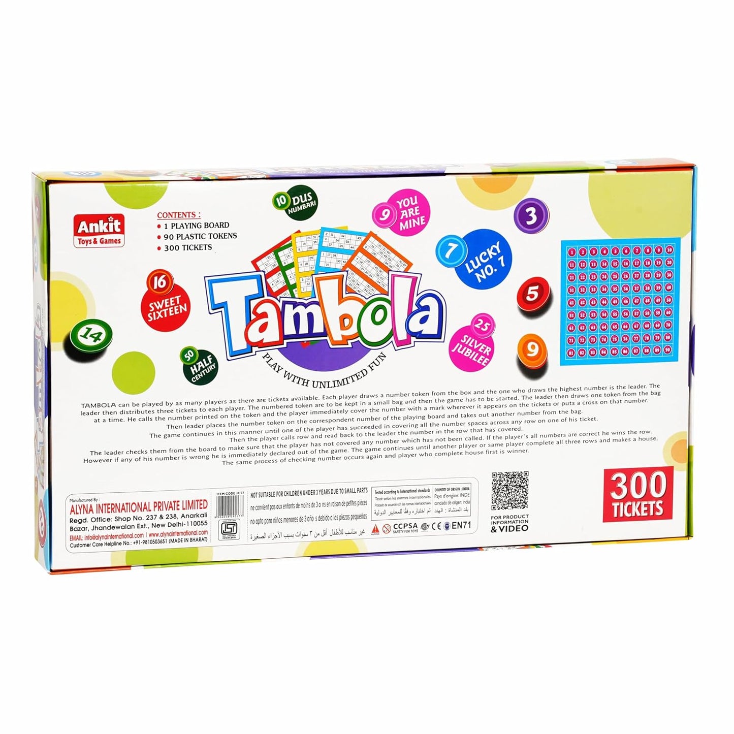 Ankit Toys & Games Tambola Game Classic Family Fun Board Game Interactive Social Entertainment Durable Set for Kids and Adults Ages 6+ Perfect for Gatherings (Board Size 38 * 38 Cm)