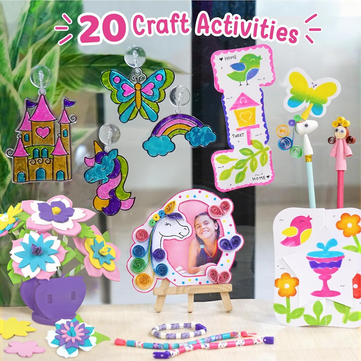 Imagimake Fabulous Craft Kit-Arts and Crafts for Kids ages 6-8-Suncatcher Kits for kids-Air Dry Clay, Paper Quilling Kit, Stamp for Kids- Princess, Unicorn Toys- Gifts for 5, 6, 7, 8, 9 Year Old Girls, Multicolour