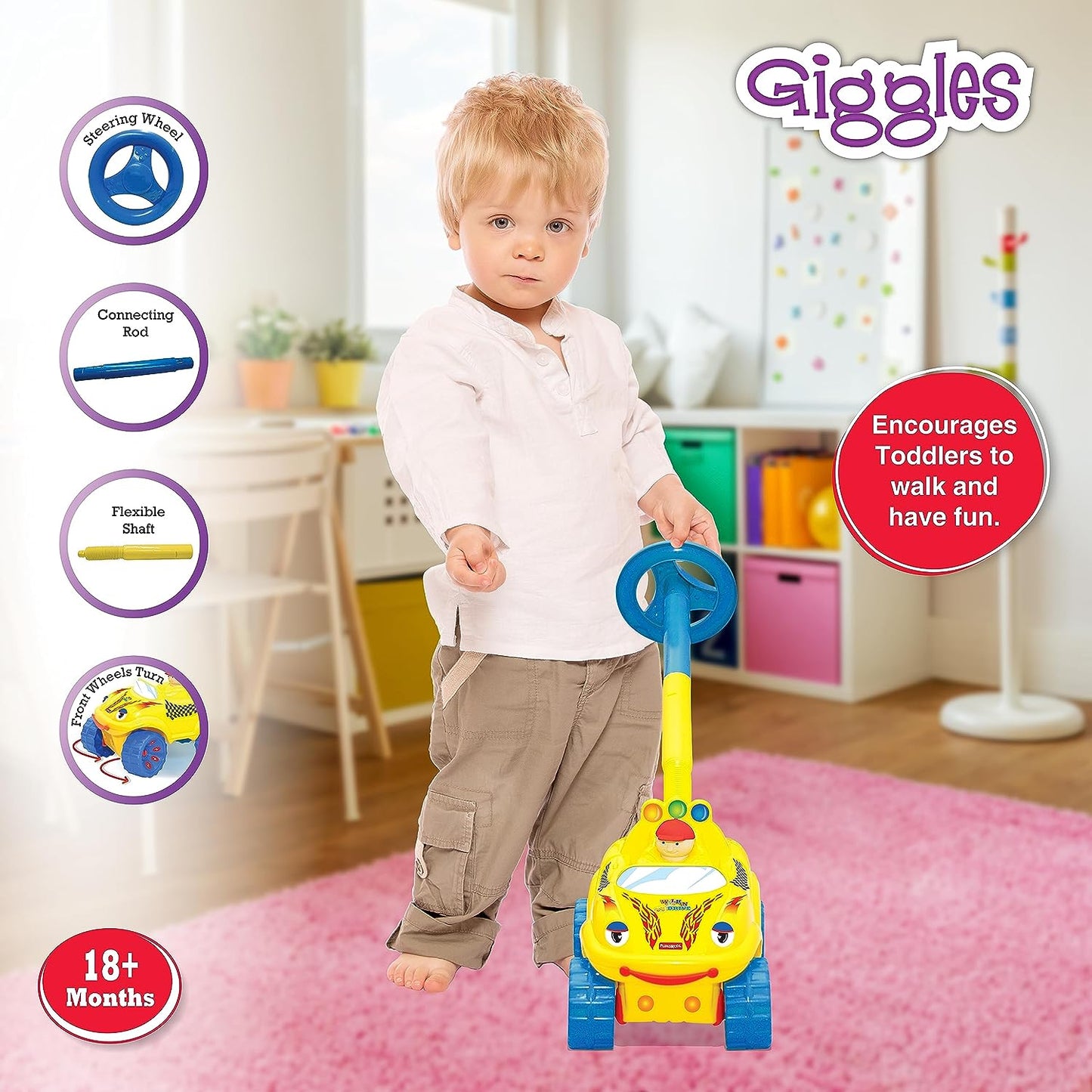 Funskool Walk N Drive Plastic Truck, Push And Drive Car, Encourages Walking and Pretend Play, 18 Months & Above, Infant And Preschool Toys, Multicolour