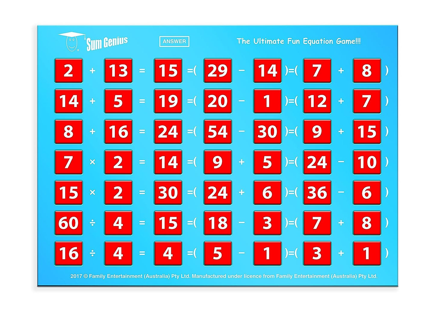 Funskool Games - Sum Genius, Educational Game for Children, Maths, The Ultimate Fun Equation Game, Kids and Family, 1+ Player, 7 & Above,Multicolor