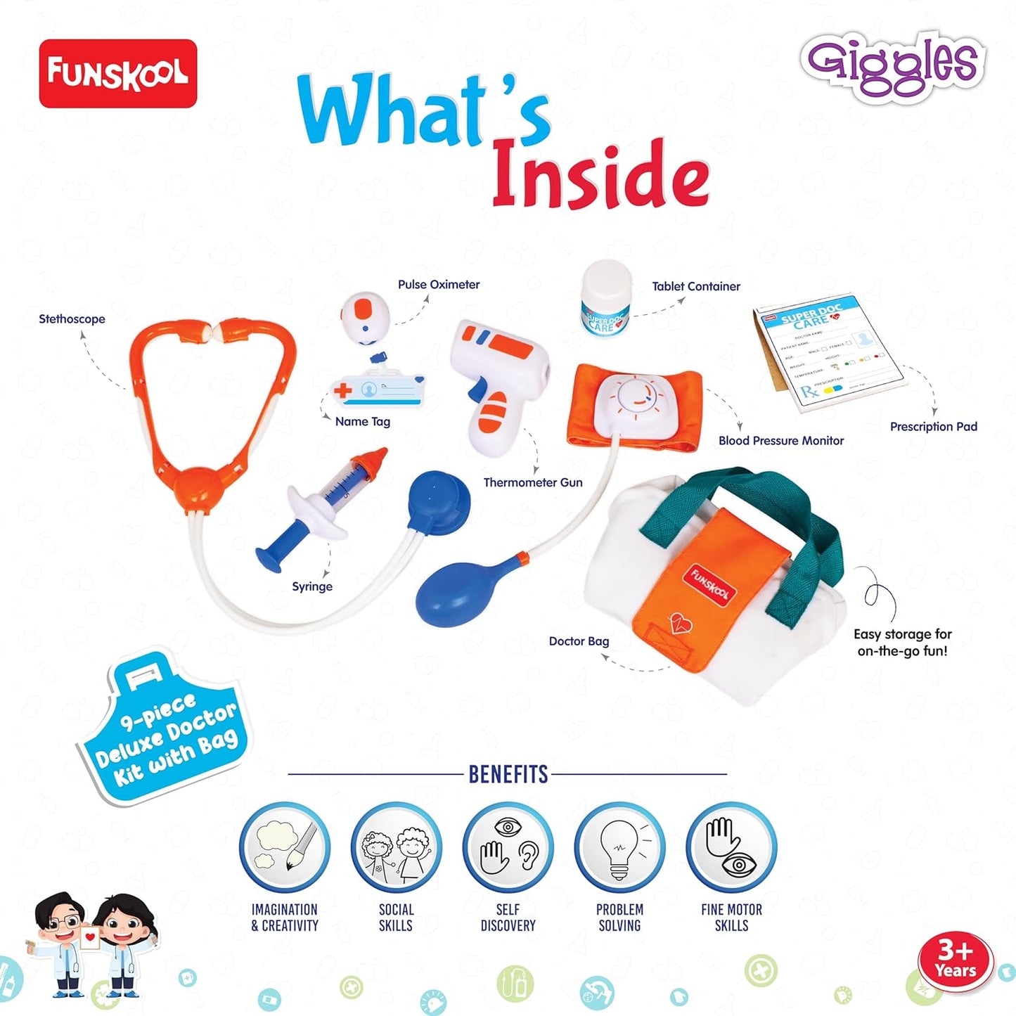 Funskool Super Doctor Playset Toy – Kids Pretend Play Toys for 3+ Kids Girls, Boys Role Play Toys for Kids – Multicolor