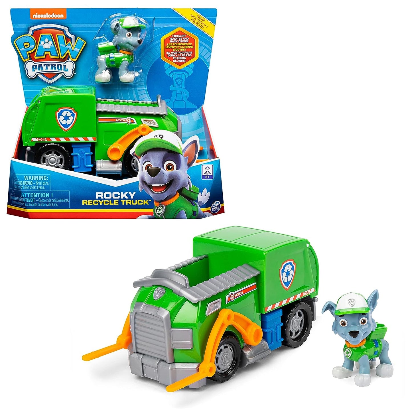 Paw Patrol, Rocky's Recycle Truck Vehicle with Collectible Figure, for Kids Aged 3 and Up, Multicolor, (6061804)