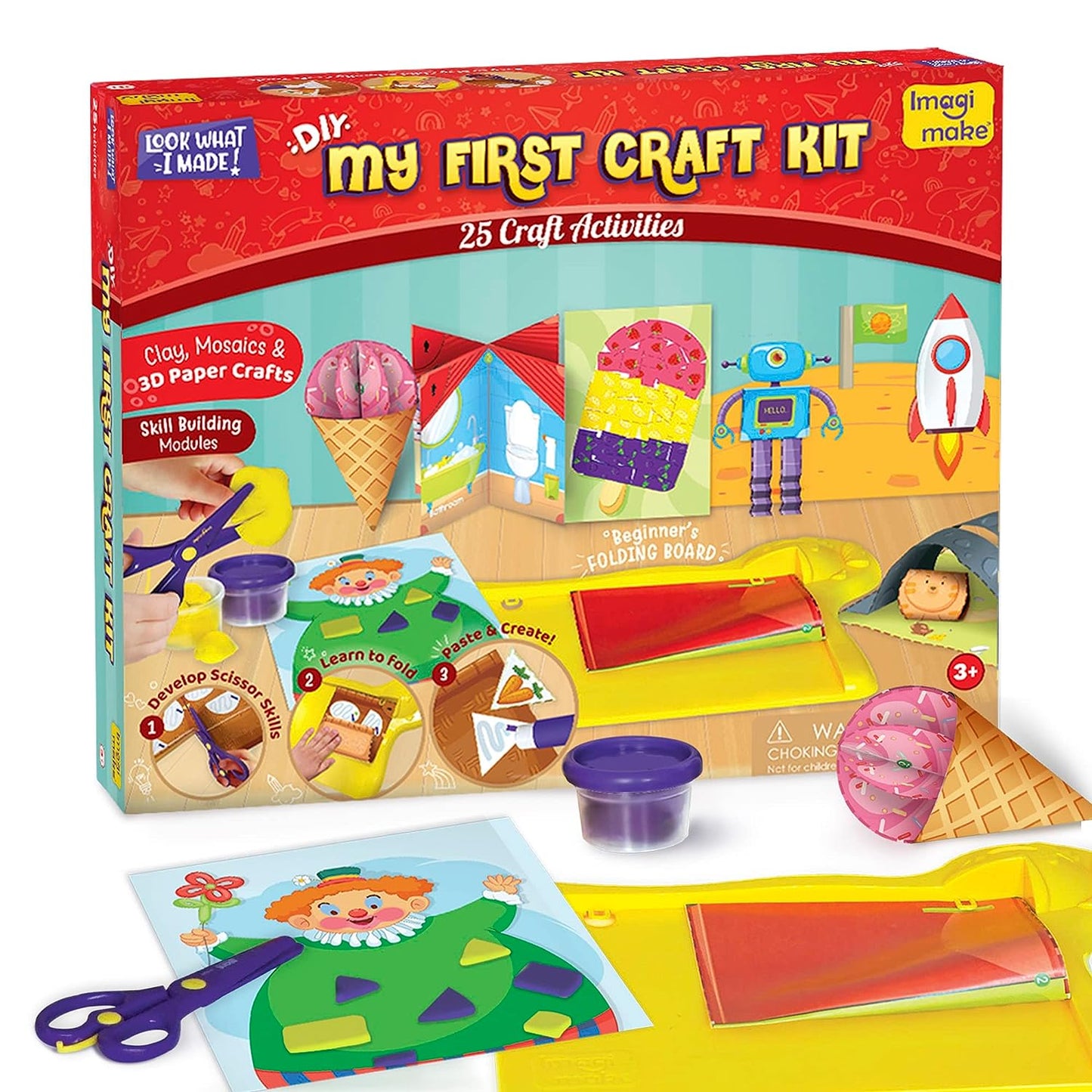 Imagimake My First Craft Kit | Scissor Activity Book | Craft Kit for 3 Year Old | Origami Kit | Art & Craft Kit | Gift for 3+ Year Old Girl & Boy