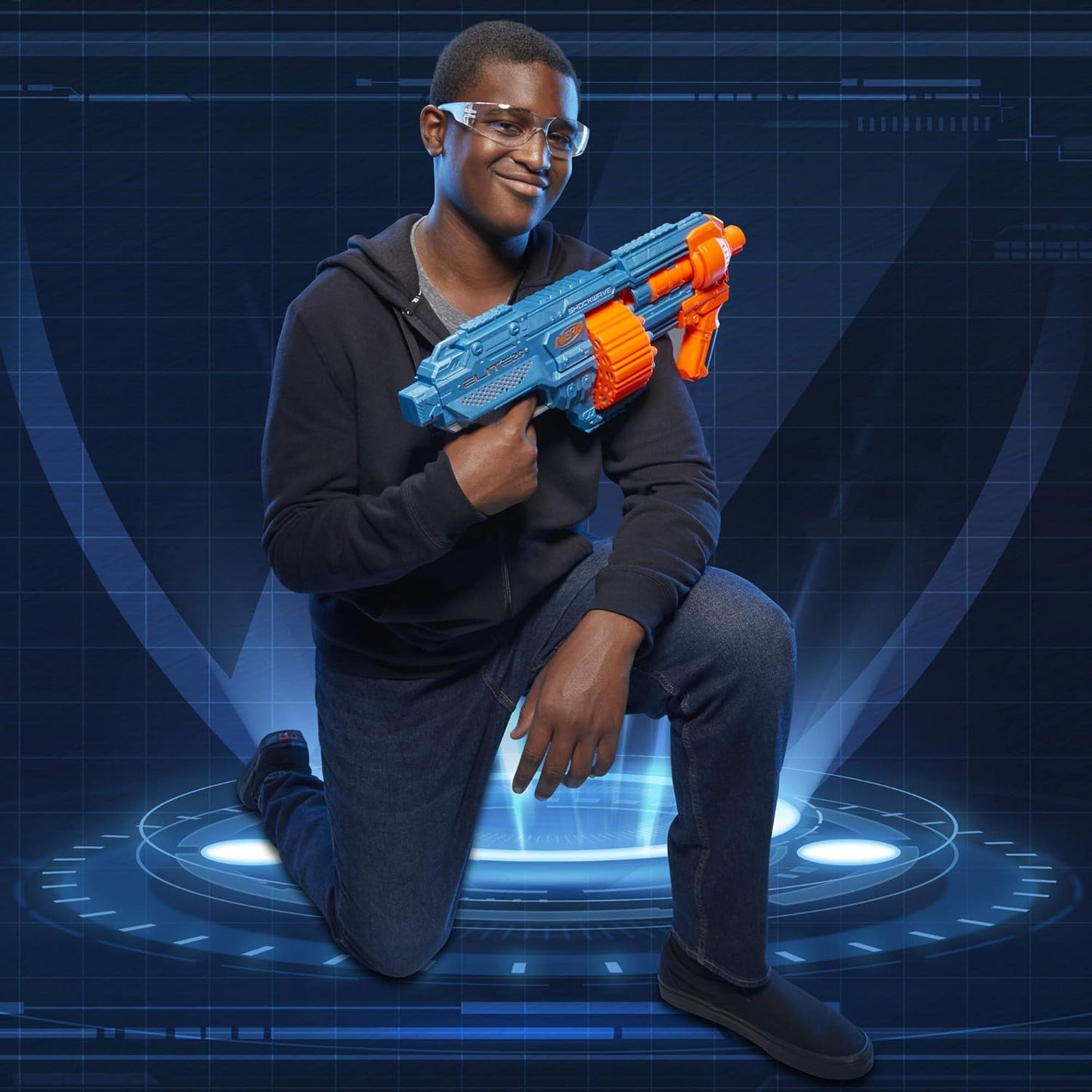 Nerf Elite 2.0 Shockwave RD-15 Toy Blaster, Official 30 Darts, 15-Dart Rotating Drum, Pump-Action, Toys for Kids, Teens, and Adults, Boys and Girls, Outdoor Toys, Multicolor