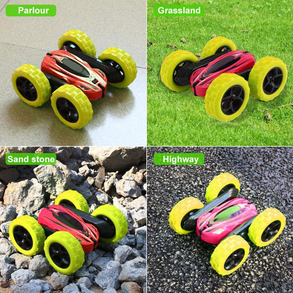 Magicwand R/C Rechargeable ABS Plastic 360 Degree Rolling,Rotating Off-Road Monster Stunt with Led Lightsć3 Yrs & UpććPack of 1ććJZL Red & Yellowć