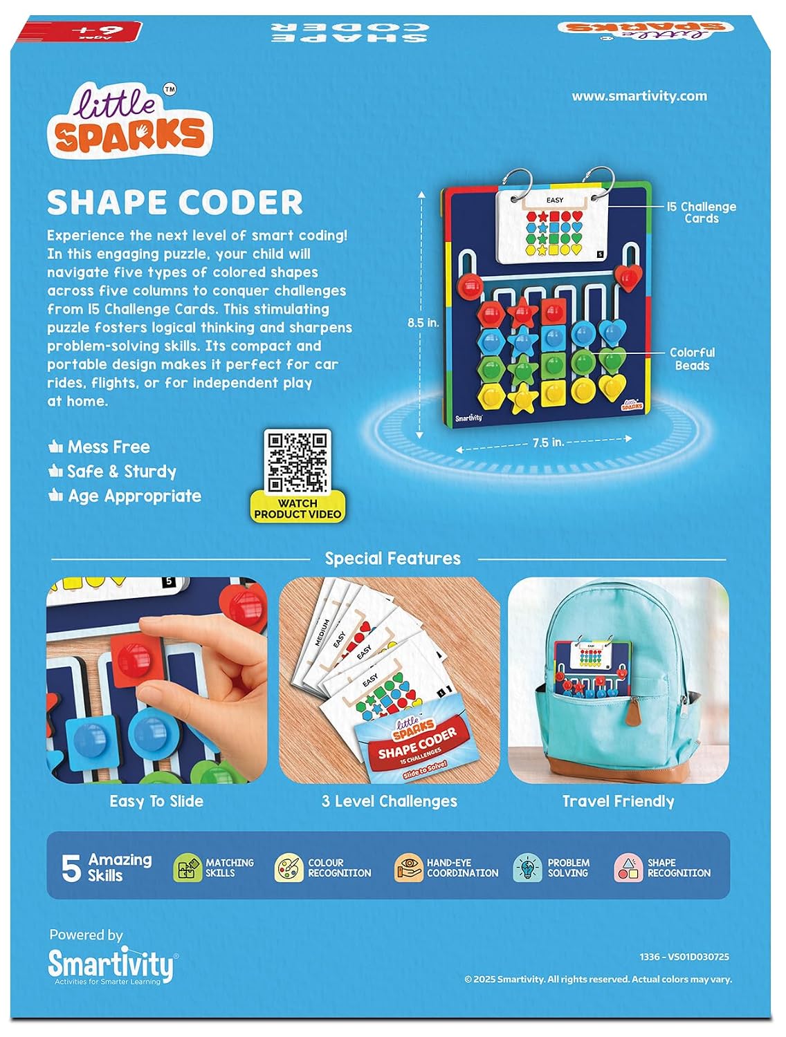 Smartivity Shape Coder Puzzle Toy for Kids 6-12 Years | 15 Challenge Cards, 5 Columns & Colored Shapes | Builds Logic & Colour Matching | Travel-Friendly Educational Gift