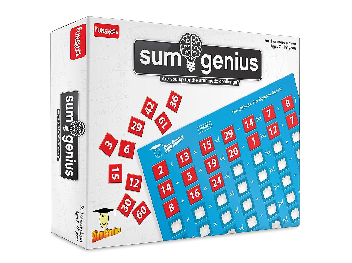 Funskool Games - Sum Genius, Educational Game for Children, Maths, The Ultimate Fun Equation Game, Kids and Family, 1+ Player, 7 & Above,Multicolor