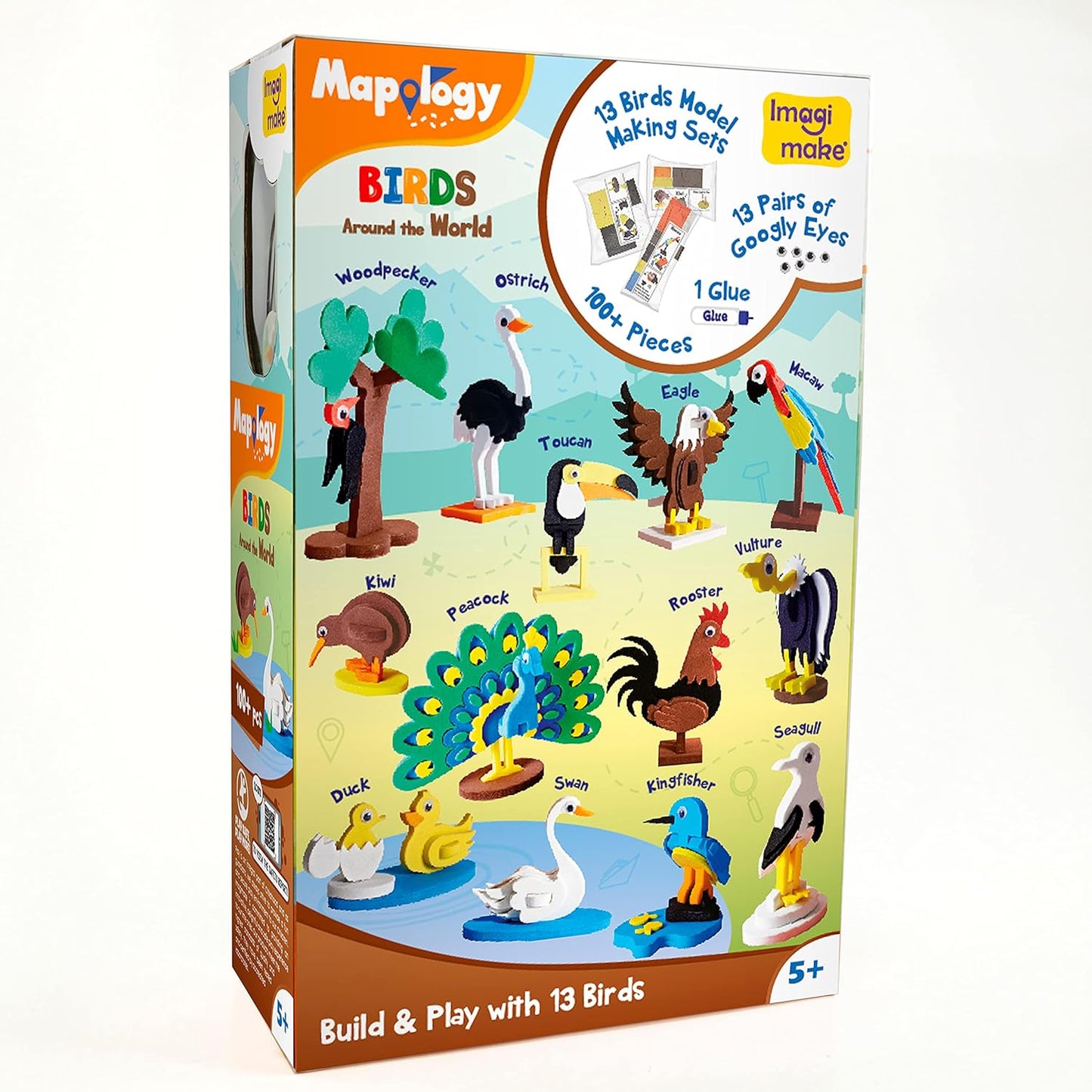 Imagimake Worldwide Birds Educational Toy and 3D Puzzle for 5 Year Old Boys and Girls- Great Product for Birthday Gifting (Worldwide: Birds on The Map) (Worldwide Birds)