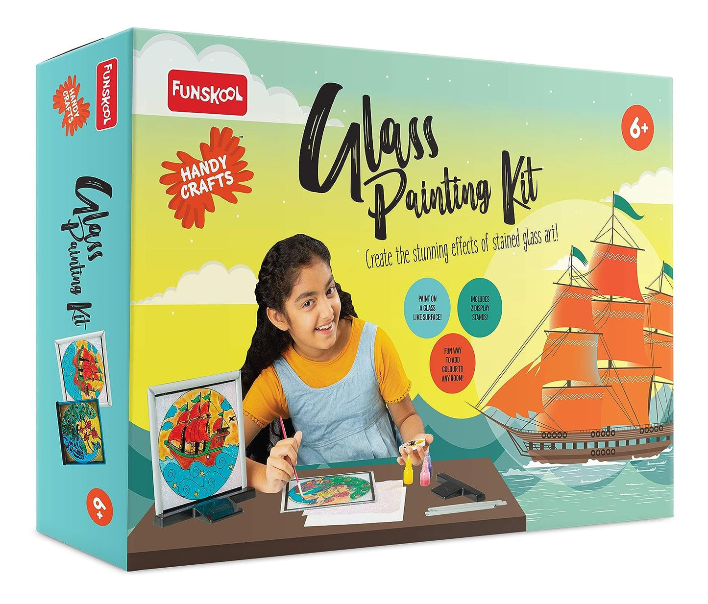 Funskool Glass Painting, Art and Craft Kit, Make Your Own Framed Glass Painting, 6 Years + (Multicolor, 25.5 X 36 X 6 Cm),for all age
