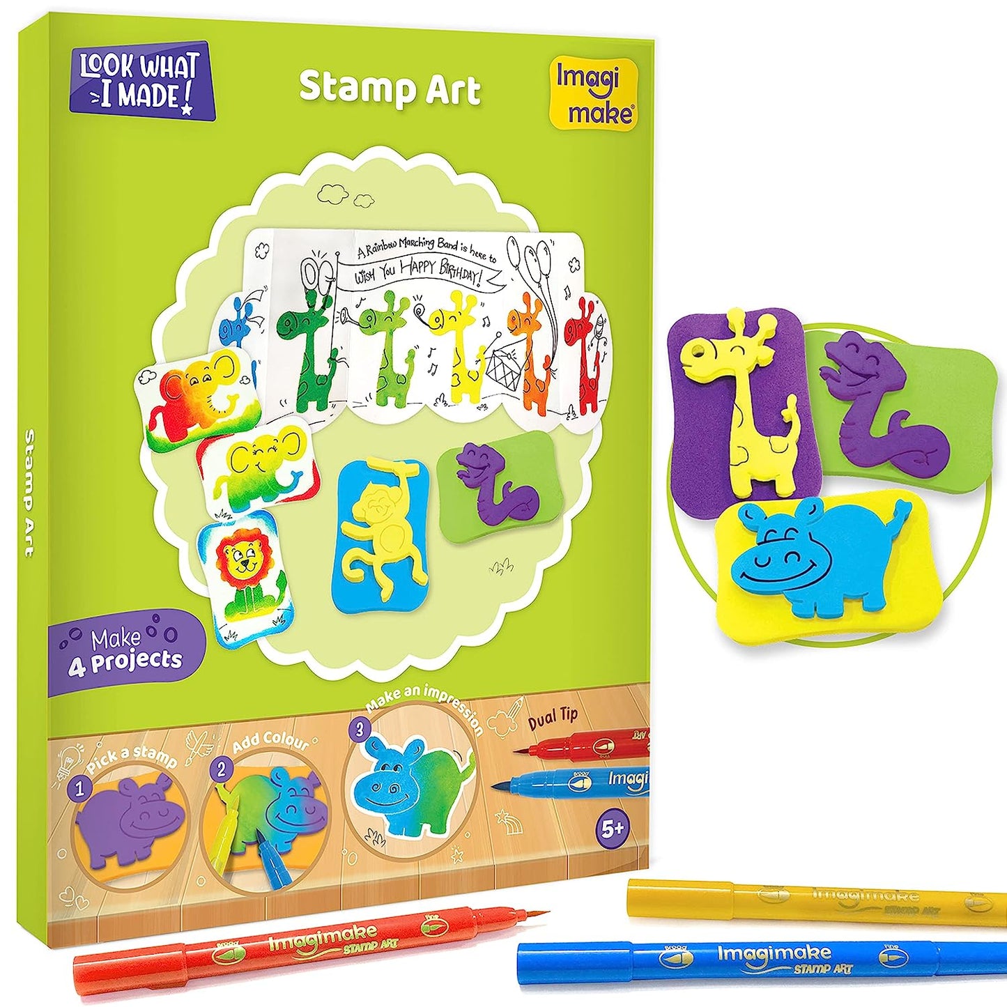 Imagimake 5-in-1 Awesome Foam Arts and Crafts Kit with Air Dry Clay, Paper Quilling Kit, Stamp, Gifts for 5, 6, 7, 8 Year Old Kids, Girls & Boys, Multicolour