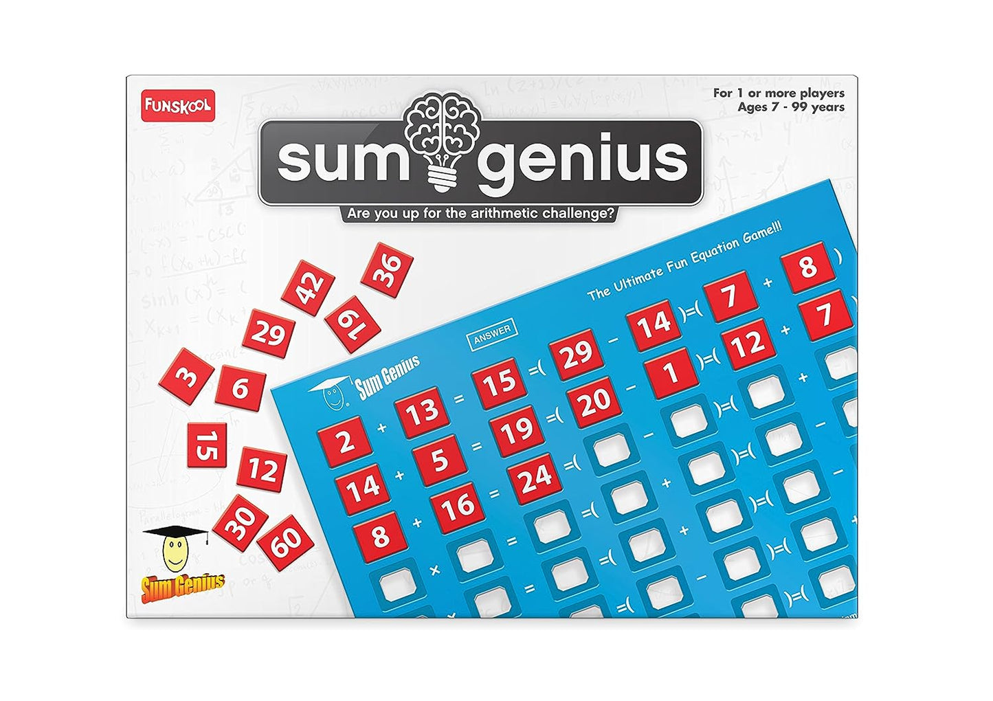Funskool Games - Sum Genius, Educational Game for Children, Maths, The Ultimate Fun Equation Game, Kids and Family, 1+ Player, 7 & Above,Multicolor